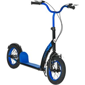 HOMCOM Trottinette patinette pour enfants hauteur réglable grandes roues gonflables frein AV-AR garde-boue béquille métal - bleu