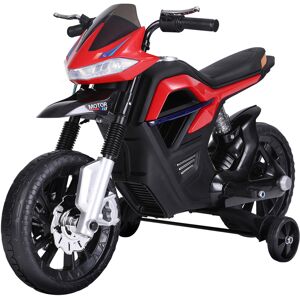 HOMCOM Moto électrique pour enfants 25 W 6 V 3 Km/h effets lumineux et sonores roulettes amovibles rouge