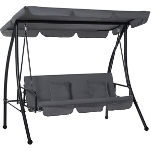 Outsunny Balancelle pour Jardin Convertible 3 Places Inclinaison Toit réglable Matelas fourni 2L x 1,25l x 1,7H m Noir Anthracite