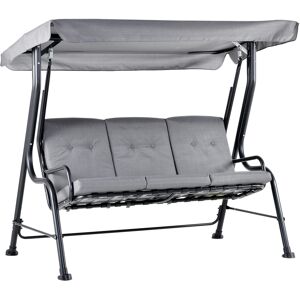 Outsunny Balancelle de jardin 3 places Style contemporain coussins assise et dossier rembourrés amovibles 2L x 1,2l x 1,7H m acier textilène gris foncé