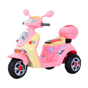 HOMCOM Moto scooter électrique pour enfants 6 V env. 3 Km/h 3 roues et topcase effet lumineux et sonore rose