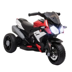 HOMCOM Moto électrique pour Enfants 3 Roues 6 V 3 Km/h Effets Lumineux et sonores Rouge