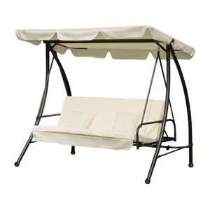 Outsunny Balancelle de Jardin Convertible 3 Places Inclinaison Toit réglable Matelas et Coussins fournis 2L x 1,25l x 1,7H m crème