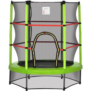 HOMCOM Trampoline enfant park filet de sécurité porte zipée 6 poteaux rembourrés Inclus charge max. 45 kg Ø 1,40 x 1,60H m vert