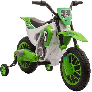 HOMCOM Moto Cross électrique pour Enfant 3 à 5 Ans 12 V 3-8 Km/h avec roulettes latérales Amovibles dim. 106,5L x 51,5l x 68H cm Vert