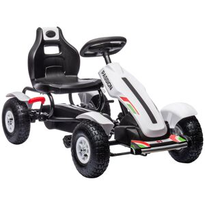 HOMCOM Kart à pédales BFR pour enfant siège réglable 3 positions frein à main enfant de 5 à 12 ans blanc noir