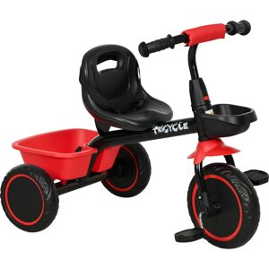 AIYAPLAY Tricycle pour enfant évolutif avec siège réglable pédales 2 paniers ceinture pour enfant de 2 à 5 ans rouge et noir