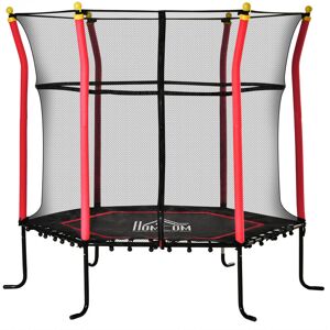 HOMCOM Trampoline pour enfant Ø 1,60 x 1,63 m filet de sécurité porte zippée 6 poteaux rembourrés inclus rouge noir