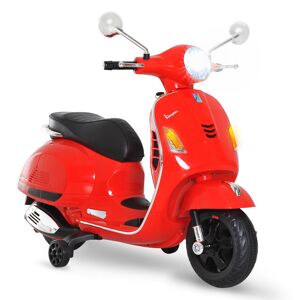 HOMCOM Vespa Scooter Moto électrique Enfants 6 V dim. 102L x 51l x 76H cm Musique MP3 Port USB klaxon Phare feu AR Rouge