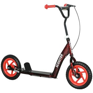 AIYAPLAY Trottinette patinette scooter enfant grandes roues de 6 à 12 ans hauteur réglable frein arrière béquille rouge