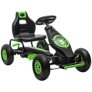 HOMCOM Kart à pédales pour enfant siège réglable 3 positions frein à main enfant de 5 à 12 ans vert noir