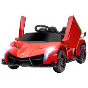 HOMCOM Voiture électrique licence Lamborghini Veneno 12V pour enfants avec portes papillon télécommande musique rouge