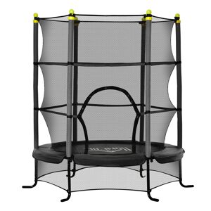 HOMCOM Trampoline de jardin enfants de surface de saut de 110 cm filet de sécurité porte zipée couvre-ressorts + 6 poteaux rembourrés inclus noir