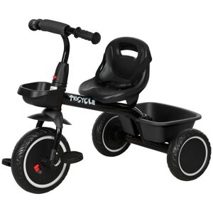 AIYAPLAY Tricycle pour enfant évolutif avec siège réglable pédales 2 paniers ceinture pour enfant de 2 à 5 ans noir