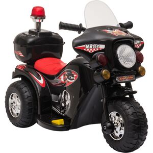 HOMCOM Moto scooter électrique pour enfants modèle policier 6 V 3 Km/h fonctions lumineuses et sonores top case noir