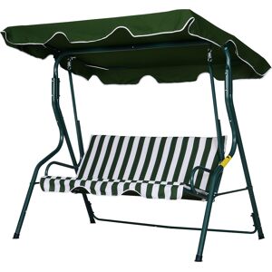 Outsunny Balancelle de jardin 3 places coussins assise dossier vert blanc rayé Capacité Max. 200 Kg 1,7L x 1,1l x 1,53H m