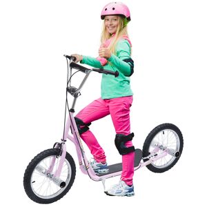 HOMCOM Trottinette patinette freestyle grandes roues pneumatiques Ø 41 cm avec pegs frein avant et arrière rose