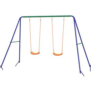 Outsunny Balançoire portique balançoire pour enfants avec 2 siège de balançoire structure en métal charge max. 90 kg multicolore