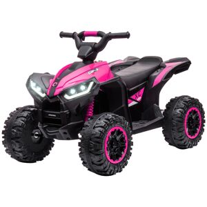 HOMCOM Quad buggy électrique enfant 12 V 3 Km/h max. effets lumineux selle pour enfant 3-5 ans métal PP noir rose