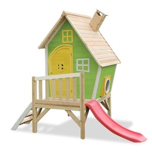 EXIT TOYS EXIT Maison cabane de jardin enfant avec toboggan Fantasia 300, bois, vert