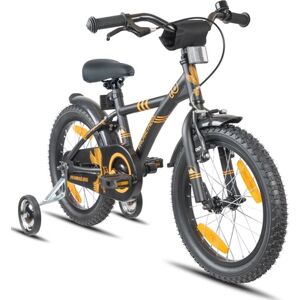 PROMETHEUS BICYCLES® Velo enfant 16 pouces stabilisateurs noir mat orange