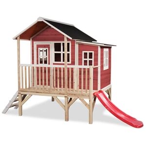 EXIT TOYS EXIT Maison cabane de jardin enfant toboggan Loft 350 bois rouge