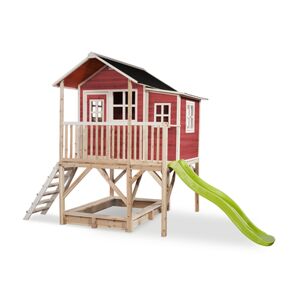 EXIT TOYS EXIT Maison cabane de jardin enfant toboggan Loft 550 bois rouge