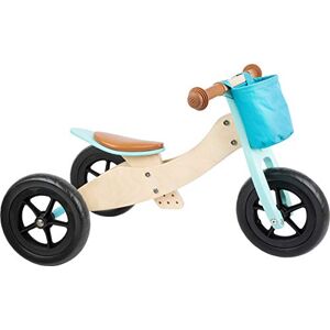 Small Foot Draisienne-Tricycle Maxi Turquoise en Bois, 4en1, siège réglable, pneus caoutchoutés, 1 an +, 11609 - Publicité