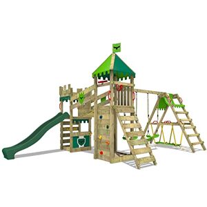 Fatmoose Aire de Jeux RiverRun Royal XXL portique en Bois avec SurfSwing, balançoire et Toboggan Vert, Tour d'escalade pour Enfants avec bac à Sable, échelle et Accessoires de Jeu pour Le Jardin. Publicité