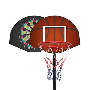 Sport1 2 en 1 Lampadaire de Basket-Ball et Cible de fléchettes magnétiques Panier de Basket-Ball réglable pour l'intérieur et l'extérieur. Jeux de Jardin pour Enfants. Hauteur de l'anneau 95-195 cm. Publicité