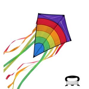 EnixwH Cerf-Volant pour Enfants et Adultes, 64x75cm Arc-en-Ciel Cerf Volant Monofil Kit cerf Volant Beach Kite, Cerf-Volant Monofil avec 80m Lignes et Longue Queue, pour Enfants à partir de 3 Ans - Publicité