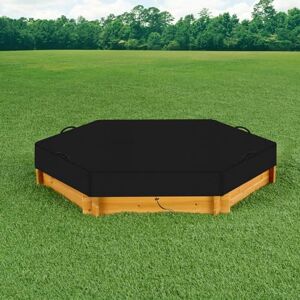 YBYHFAA Bâche pour bac à Sable hexagonale, Tissu Oxford 600D, Couvercle pour bac à Sable, Housse de Protection pour Piscine extérieure pour bac à Sable, résistante aux UV (Black,230 * 200 * 20CM) - Publicité