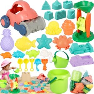 POWLYB Kit de Jeux de Plage 27pcs, Kit de Jeu de Plage Enfant, Ensemble Jeux Jouet Bac a Sable, Jouet de Plage avec Sac en Filet, Garçons Filles Jouet de Plage pour D'extérieur - Publicité