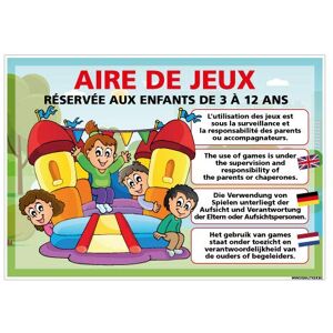 Signalétique.biz France Panneau Aire de Jeux Réservé Aux Enfants Personnalisable en Fonction De L'Âge Protection Anti-UV Dimensions300x210 mm Plastique Rigide PVC 1,5 mm - Publicité