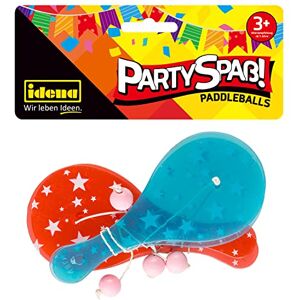 Idena - Lot de 4 Paddle Amusement de fête, avec Raquettes en Plastique Balle Rose-Dimensions : Environ 12,5 x 5,5 cm, 40435, Bleu/Rouge, Small - Publicité