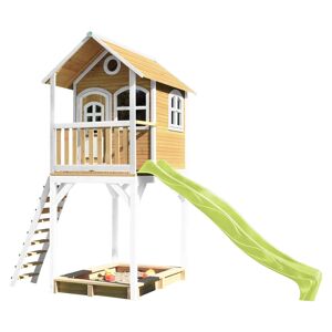 Axi Haute maisonnette sur pilotis avec toboggan vert citron Vert 191x320x420cm