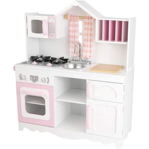 KidKraft Cuisine pour enfants campagnarde en bois rose en blanc Rose 30x91x80cm