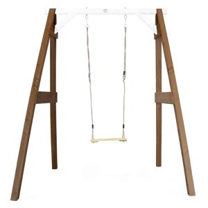 Portique en bois gris/blanc avec balançoire siège nid rond Marron 160x207x181cm