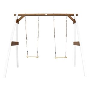 Axi Portique double : 2 balancoires, en bois, blanc/marron