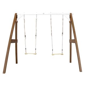 Axi Portique en bois gris/blanc avec balançoire siège nid rond Marron 160x207x254cm