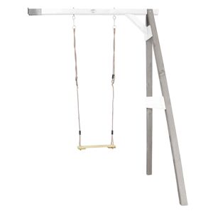 Portique en bois gris/blanc avec balançoire siège nid rond Gris 106x207x171cm