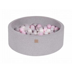 MeowBaby Gris clair Piscine à balles Transparent/Gris/Perle/Rose pastel H30cm Multicolore 90x30x90cm