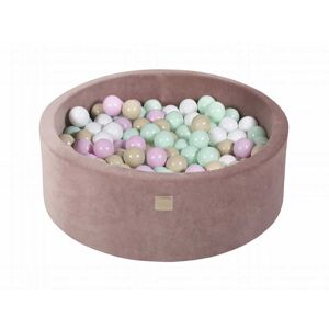 MeowBaby Piscine en velours beige à balles roses, menthes et beiges H30cm