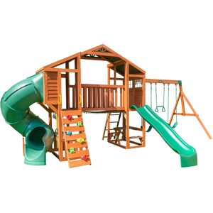 KidKraft Aire de jeux en bois avec toboggan tubulaire Marron 664x373x299cm