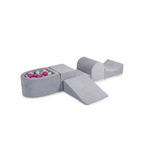 MeowBaby Aire De Jeux avec a Piscine a Balles: Perle Blanc/Gris/Rose Fonce