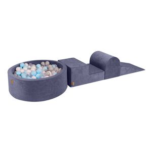 MeowBaby Aire de jeu mousse, piscine, balle BleuBébé/Gris/Blanc/Transparent W90 Multicolore 45x30x235cm
