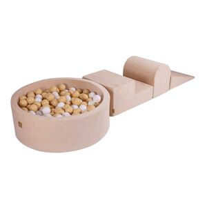 MeowBaby Aire de jeu mousse avec piscine à balles Beige/Blanc W90cm