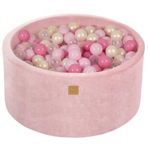 MeowBaby Rose Piscine à Balles Rose Pastel et Clair/Transparent/Blanc Perle H40 Multicolore 90x40x90cm