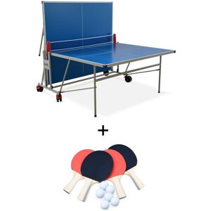 sweeek Table de ping pong outdoor bleue, avec 4 raquettes et 6 balles, pour