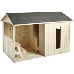 Soulet Cabane Maison d’Enfants en Bois Brut Jazz + Abri – 1,5 x 2,5 m - Publicité